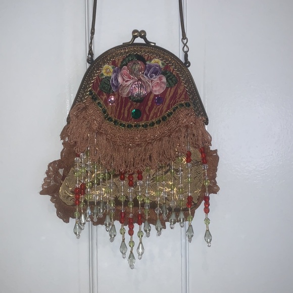 Boho Festival Fringe Crossbody Bag Embellished Renfair Retro Ornate - Picture 5 of 8